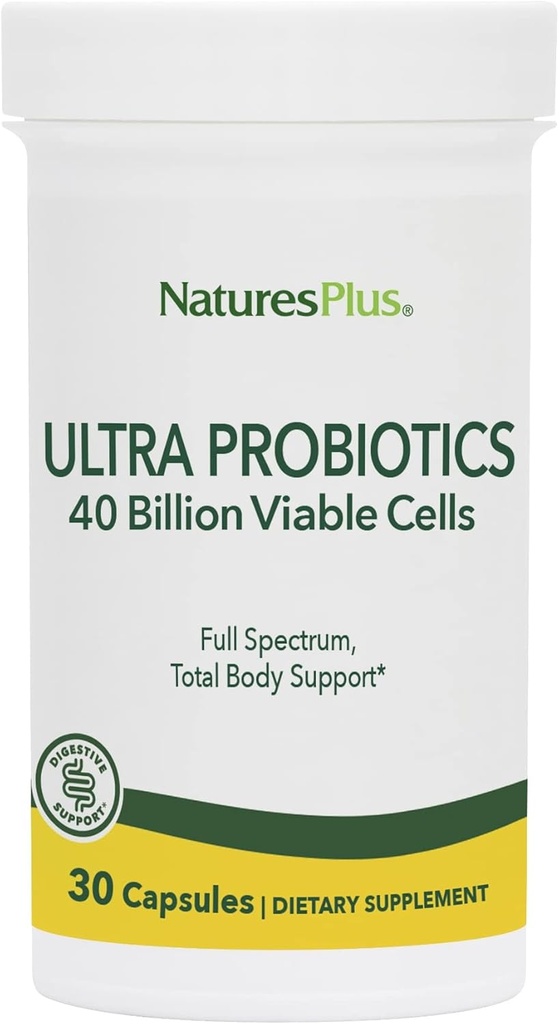 NaturesPlus Ultra Probiotics - 30ビーガンカプセル - フルスペクトラムトータルボディサポート - プレバイオティクスアサイが含まれています - 30のサービング