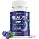 メラトニン大人のための50mg - 余分な強さ9-in-1の速い分解のSublingual - w/Vitamin D3及びMSMの弛緩の草のブレンド-Ashwagandha、レモン バルム、パッションフラワー、Chamomile、砂糖は、ビーガン60のサービングを放します