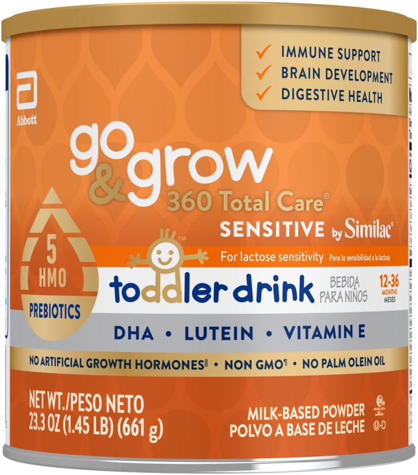 Go & Grow 360 Total Care Sensitive by Similac Toddler Nutritional Drink With 5 HMOs, Powder, 23.3-oz Can