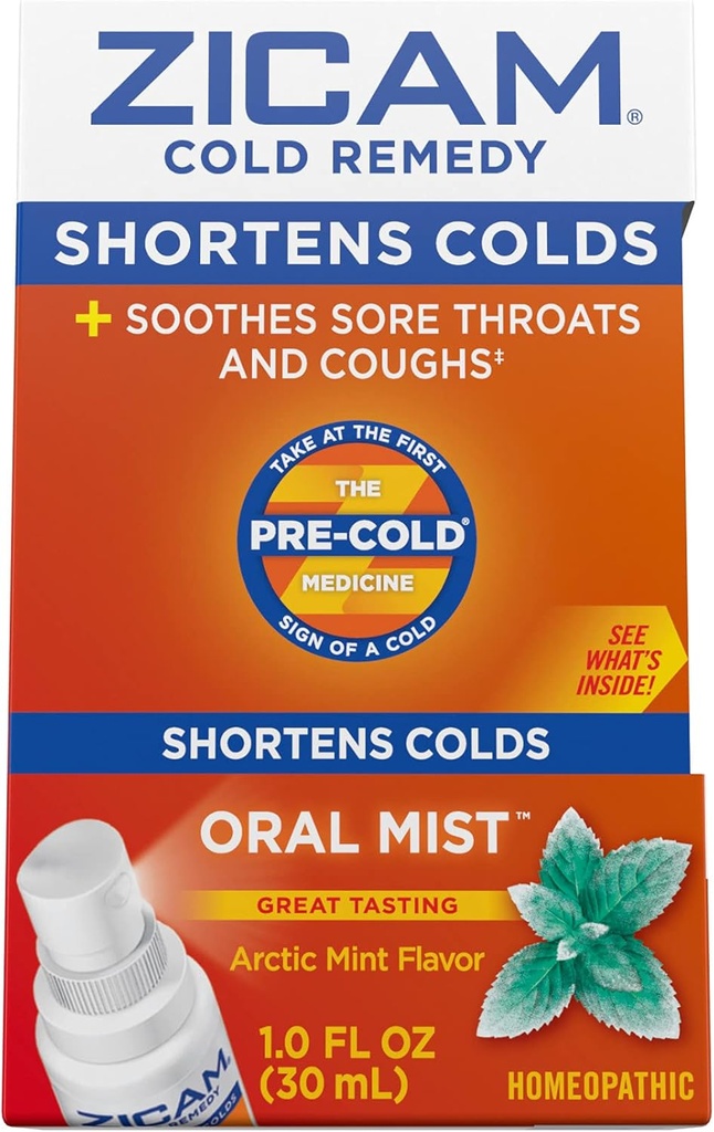 ジカムの風邪-治療された亜鉛北極のミントの口頭霧、1つのOunce