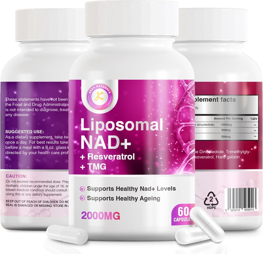 純粋な NAD のレスベラトロールおよび TMG、2000mg の 1 つの高度の方式、3、免疫及びエネルギー サポート、皮及び全面的な健康、60 のカプセル