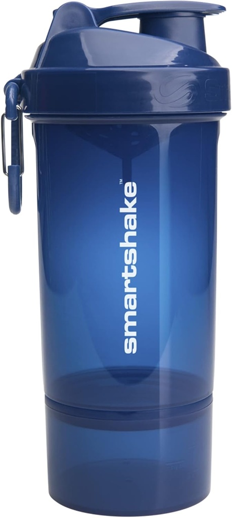Smartshake O2GO ONEプラスチックプロテインシェーカーボトル 800 ml | 27 oz - Leakproof Screw-on Lid - BPA 無料 - 男女兼用 - ネイビーブルー