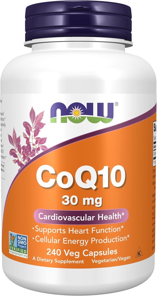 NOWの補足、CoQ10 30のmgの薬剤の等級、発酵によって作り出されるすべてのトランス形態、240のベジのカプセル