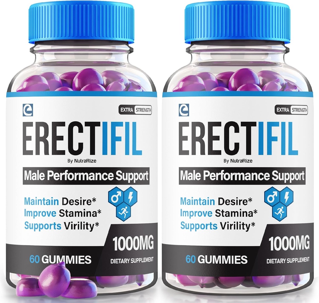 (2パック) Erectifil Gummies、Erectifil 1000 MG Gummies、男性のためのオールナチュラルフォーミュラサポート、全体的な健康とピーク性能のためのプレミアム男性サプリメント、Erec tifil Gomitasレビュー(120グミー)