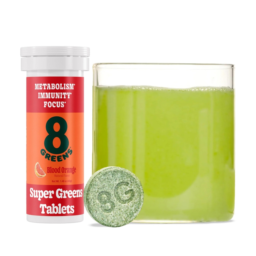 8GreensのSupergreensのタブレット 極度の緑の粉のSuperfoodのタブレット、Metabolismの免除及び焦点、毎日緑のEffervescentのタブレット、有機性:アロエVera、Spirulina、Chlorella、血のオレンジ、10のサービング