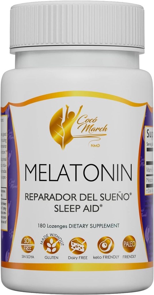 Cocó 3 月 N.M.D chewable melatonin 3 mg - ファースト リリース - ナチュラル 睡眠補助金 - グルテン 無料、ペレオ フレンドリー、乳製品無料、ケト フレンドリー、大豆フリー、180 ロゼンジ