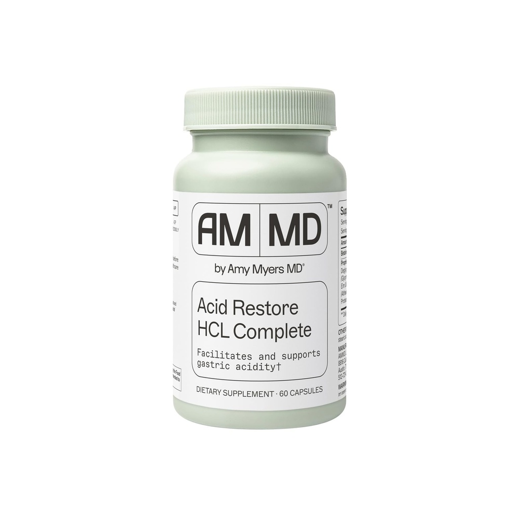 Amy Myers MD 酸は、ベタインと HCL - 消化管 & 腸の健康サポートのためのサプリメント - 滑りやすいエルムバーク付き - 非GMO、グルテンフリー&非酪農場 - 60 カプセル(60 のサービング)