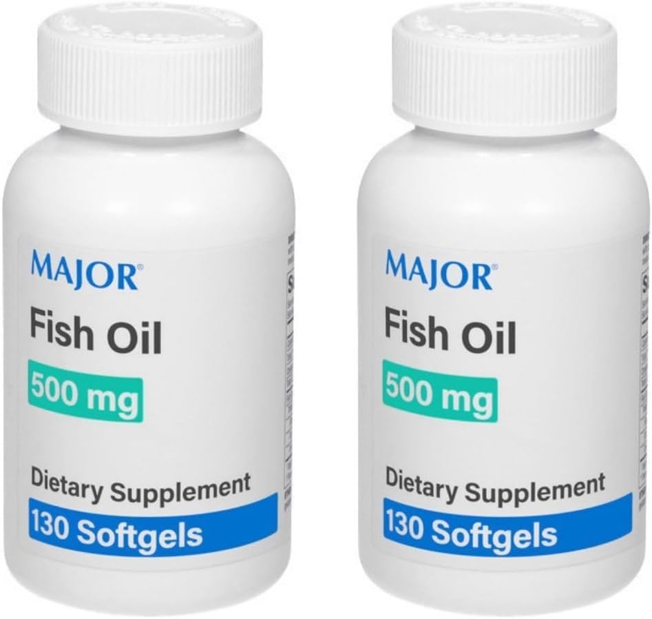MAJORの魚油500mg Softgels - Omega-3魚油の補足 - サプリメント - 130カウント(2パック)