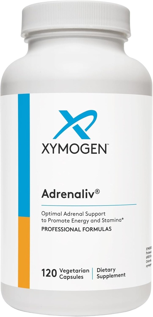 XYMOGEN Adrenaliv - Adrenal Support Supplement to Promote The Body's Response to Stress, Promote Energy and Stamina - Rhodiola Rosea, Eleuthero, Adrenal Complex, Licorice, Vitamin B6 (120 Capsules)