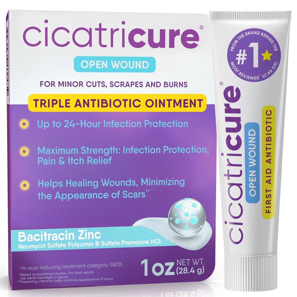 痛みの軽減、傷の心配のためのBacitracinの抗生物質の軟膏及びクリームが付いているCicatricureの三重の抗生物質の軟膏は、切口、焼跡、昆虫の咬傷、応急処置の1オンスを供給します