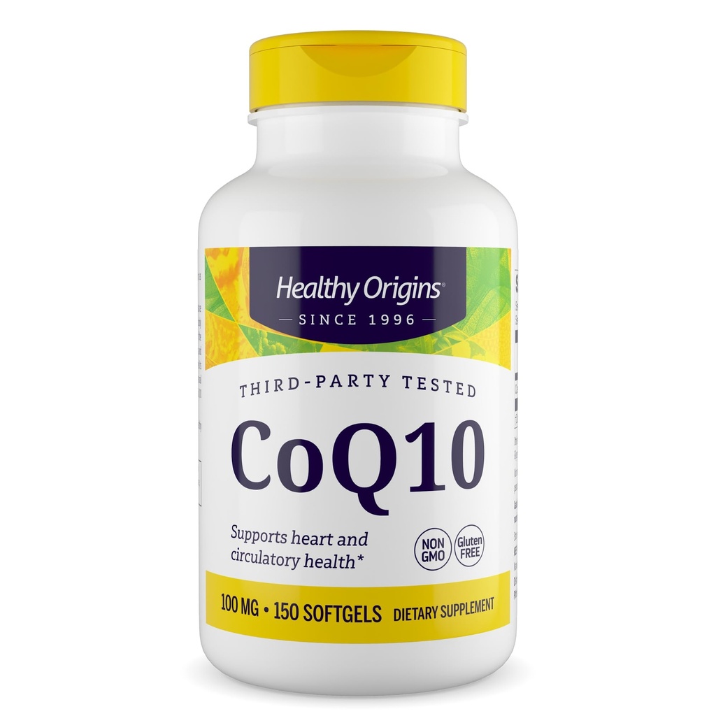 健康な起源® CoQ10 100 mg – 自然トランスイソマーUbiquinone – イースト発酵, 心臓の健康をサポート & 細胞エネルギー – 非GMO 150 Softgels