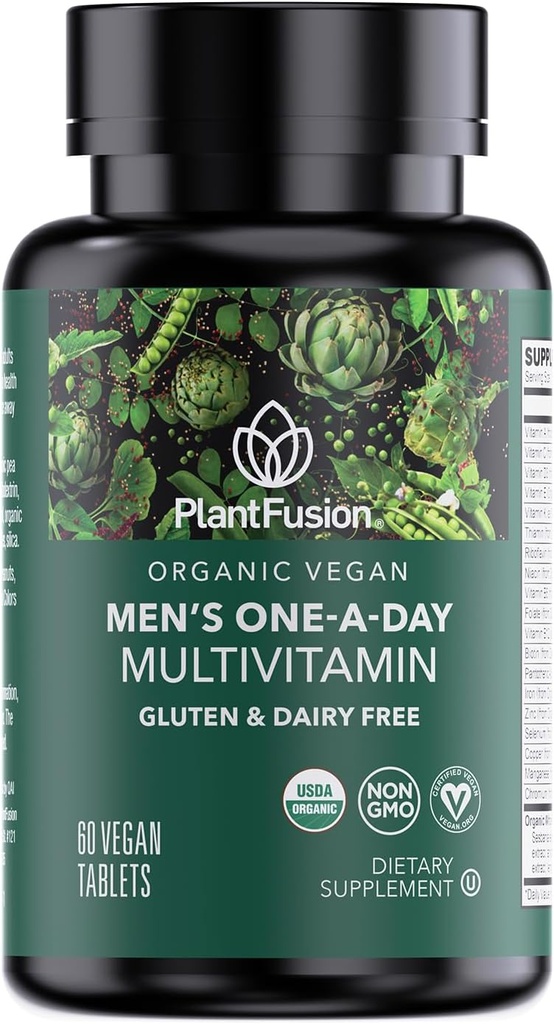 PlantFusion オーガニックマルチビタミン男性用 - 1 日中食品ブレンド男性のマルチビタミン - ビーガン、非GMO、グルテンフリー&乳製品無料 - 60 錠(2 ヶ月の供給)