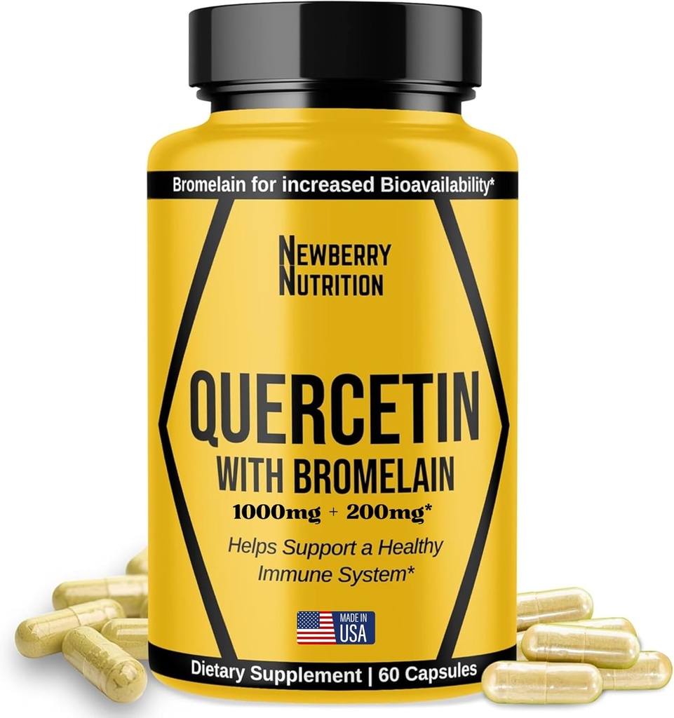 Bromelainの補足1200mg、ケルセチン500mgのカプセルが付いているケルセチンは、健康な免除、強力な酸化防止剤、60の計算を支えます
