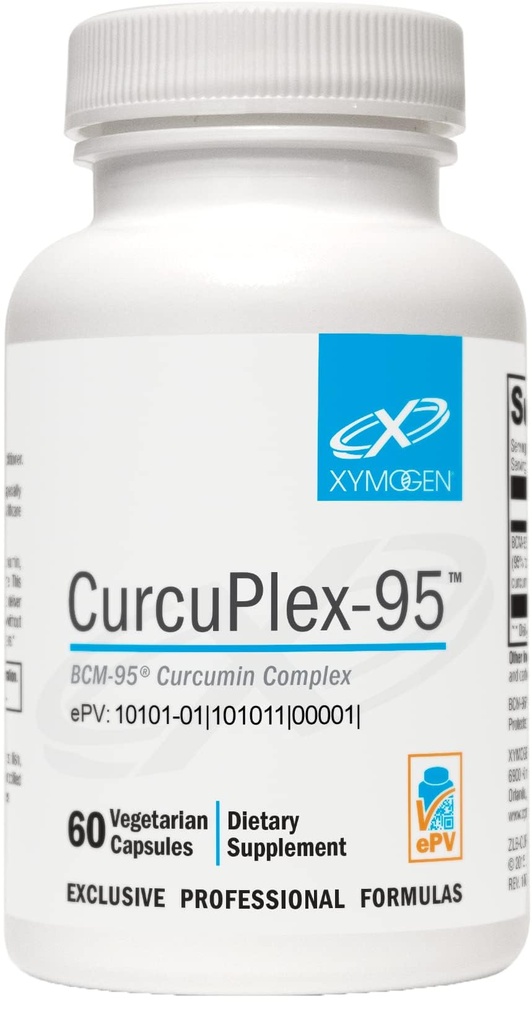 XYMOGEN CurcuPlex-95 - 強化バイオアベイラビリティを備えたターメリッククルクミンサプリメント - 毎日の脳サポートサプリメント(60ビーガンターメリックカプセル)