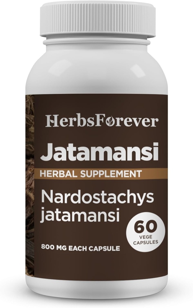 Herbsforever Jatamansi Capsules | Nardostachys Jatamansi | Premium Herbal Supplement for Relaxation, Hair Care, and Wellness | 60 Vegan Capsules, 800 Mg Each