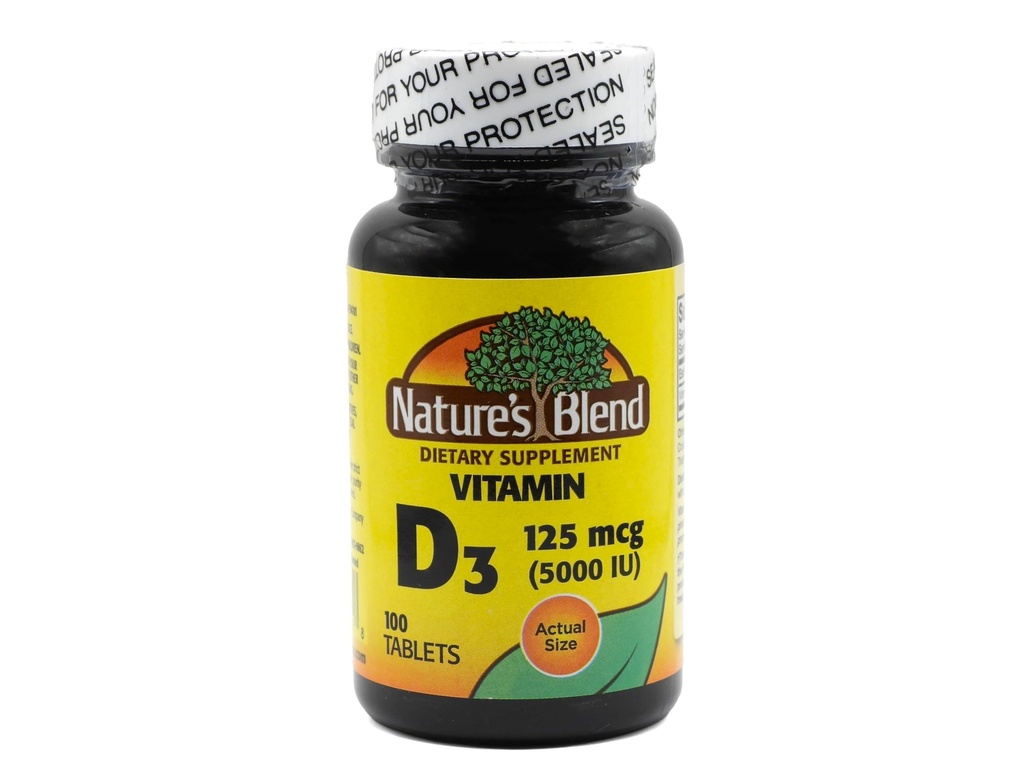 Nature'sブレンドビタミンD3、5000 IU 100錠