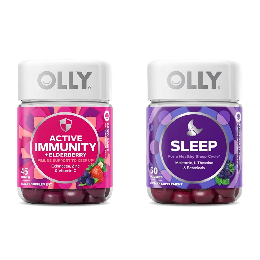 OLLY Gummy Active Immunity+Elderberry 45 Gummies, Sleep Gummy Occasional Sleep Support 50 カウント