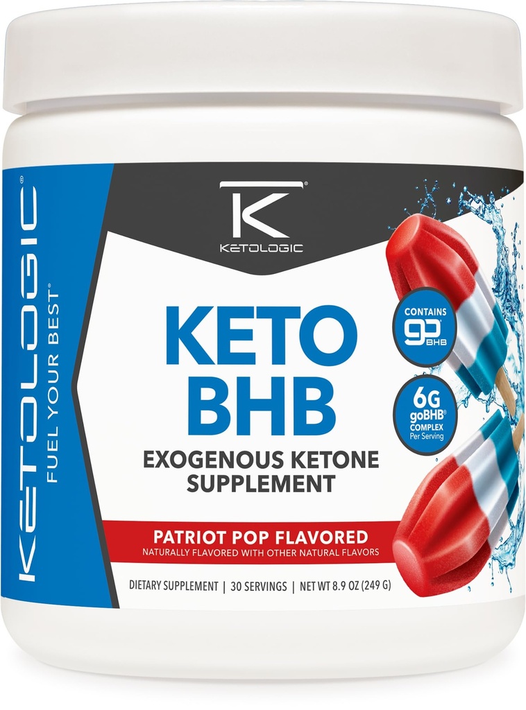 Ketologic Keto BHB(Patriot Pop Flavor)30サービング - GoBHB、ベータ-Hydroxybutyrateの塩が付いているExogenous Ketoneの補足