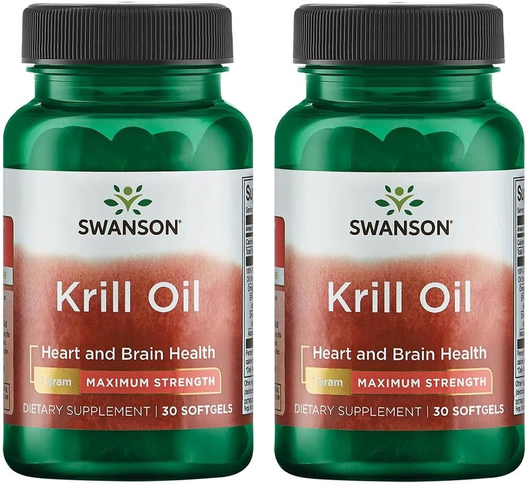Swanson EFAs - キルオイル - 最大強度 - 1 g、30 Softgels(2パック)