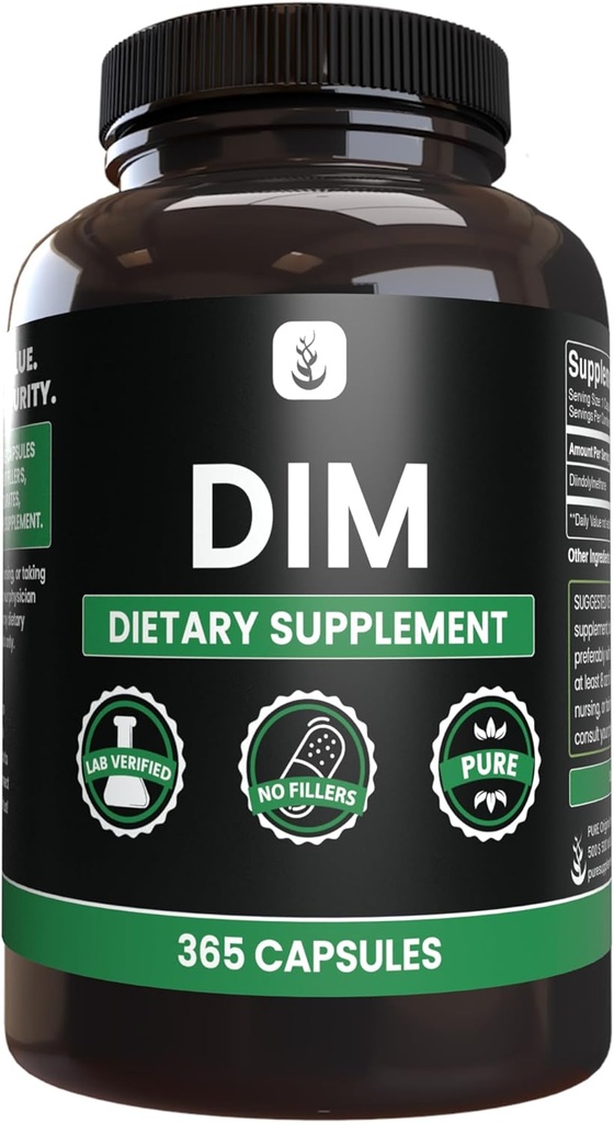 純粋な元のINGREDIENTS Diindolylmethane (DIM) (365のカプセル)マグネシウムか米の注入口無し、常に純粋、実験室は確認しました