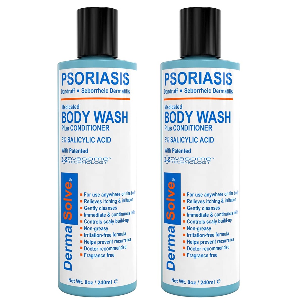 Dermasolveの薬用乾癬ボディウォッシュ - 2-パック(それぞれ8.0オンス) - 乾癬、Eczema&Seborrheic皮膚炎から救済を提供する可能性があり、乾燥、かゆみ、赤、フラキー、Scaly皮膚に推奨される医師