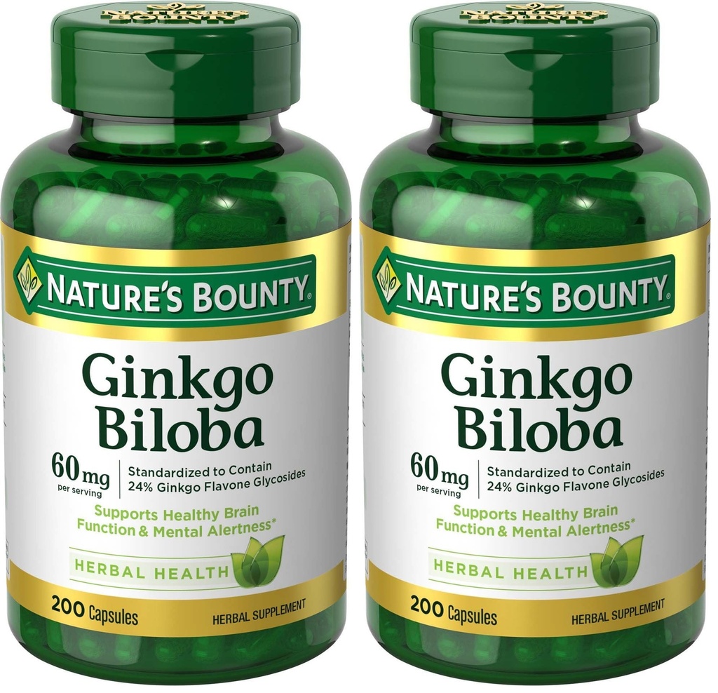 Nature's Bounty Ginkgo Biloba 60 Mg, 200 カプセル (17243) (パッケージ 2)