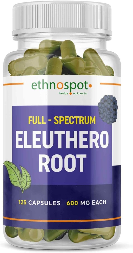 フルスペクトラムEleuthero Rootカプセル - Siberian Ginseng - Boosts物理スタミナ&メンタルアラート - サポート免疫システム - 高められたEleutherosideのプロフィール - すべてナチュラル - 125ビーガンカプセル