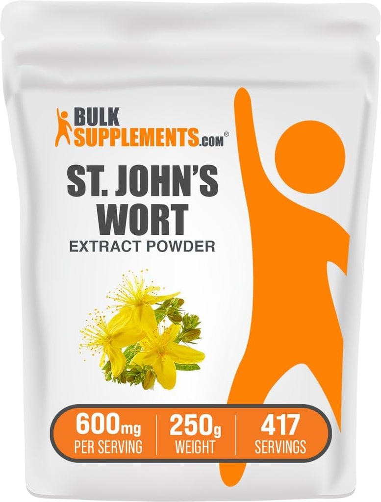 BulkSupplements.comセントジョンズワートエキス - セントジョンズワートサプリメント、ムードのためのハーブサプリメント - ビーガン&グルテンフリー、サービングあたり600mg、250g(8.8オンス)(パッケージ1)