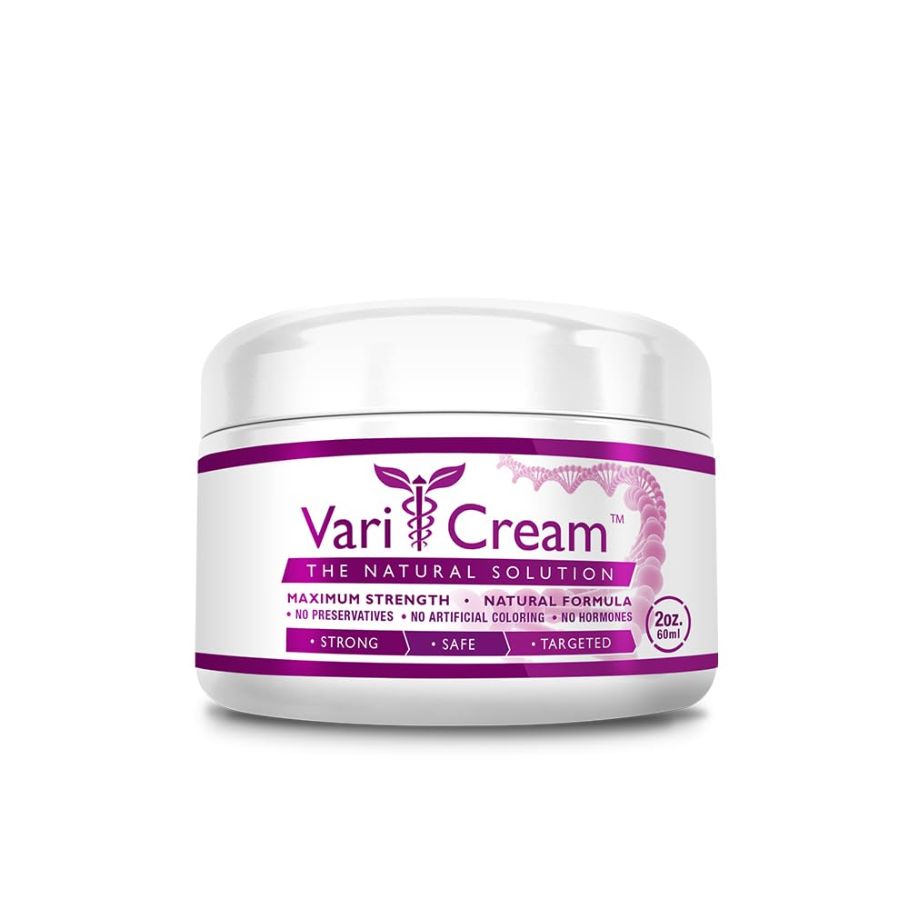 VariCream - Varicose & Spider Veins Cream - Tocopherol アセテート, Butcher's Broom, Witch Hazel - 1 Jar - 2 Oz. - ビーガン