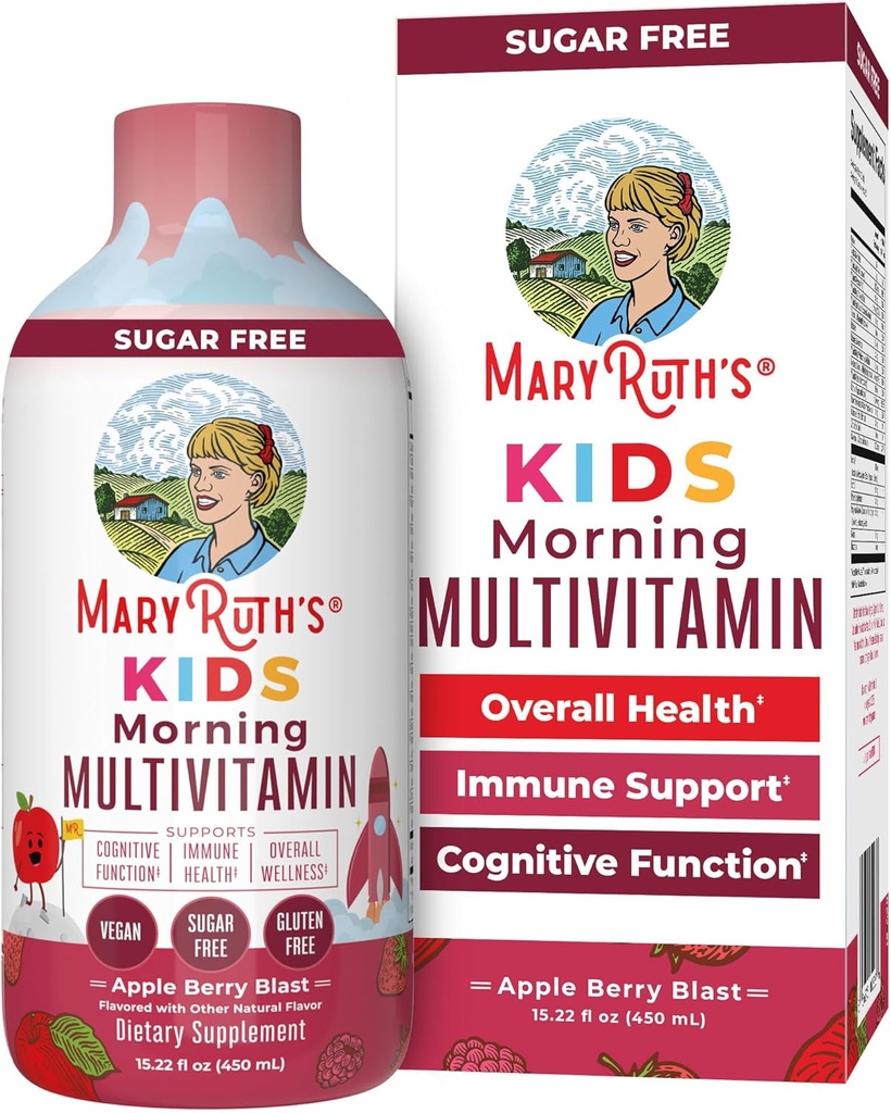 MaryRuth Organics Kids キッズ向け液体モーニングマルチビタミン | 免疫サポートサプリメント | ビタミンC・D | 必須栄養素 | ヴィーガン | 15.22 fl oz