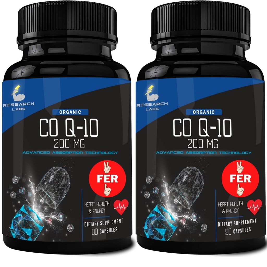 研究所180 Softgelsの高度の吸収200mg CoQ10 w/黒のペッパーのエキス。1の広告のための2。有機性、グルテンフリー、中心の健康サポート、エネルギー生産、酸化防止の補足