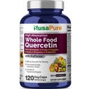NusaPure Quercetin with Bromelain 500mg |120 Veggie Cap | 43 フルーツベジギー グレインハーブ酵素 プロバイオティック ブレンド | 非GMO、ビーガン、バイオペリン