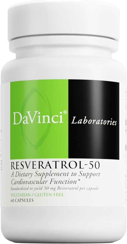 DAVINCI Labs Resveratrol-50 - Resveratrolで免疫システム、骨の健康と心の健康をサポート - グルテンフリー&ベジタリアン - 60カプセル