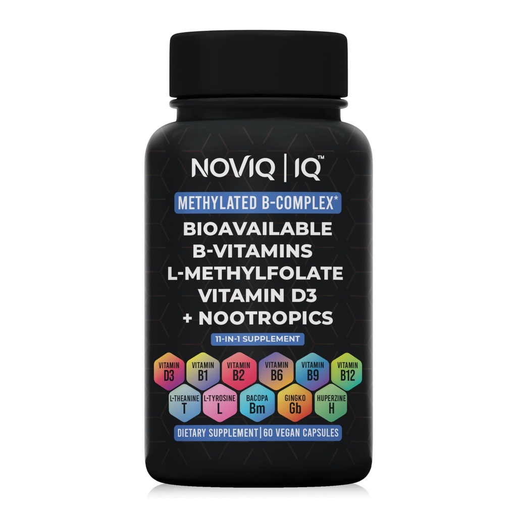 11-in-1メチル化されたB-コンプレックスの補足:680mcg L-Methylfolate (5-MTHF) Thiamine (B1) Riboflavin (B2) Pyridoxal (B6) Methylcobalamin (B12) - VegD3® + Nootropics - 1,100mg+ サービング - 60 カウント
