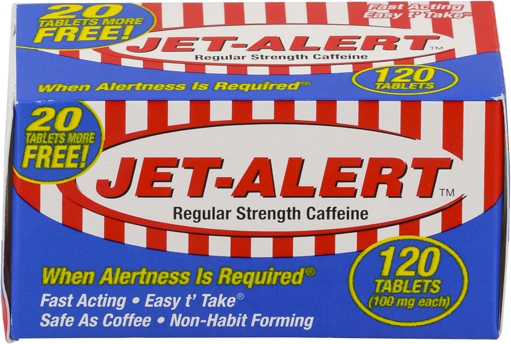 ジェットアラート 100 Mg 各カフェインタブ 120 カウント値パック (2)