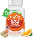 Kids Iron 10mg with Vitamin C 50mg Chewable Tablets - Tasty Natural Flavored - Vegan, Vegetarian, GMO-Free, Nut Free - Dietary Iron Supplement - Blood Formation for Children - 120 Chewables