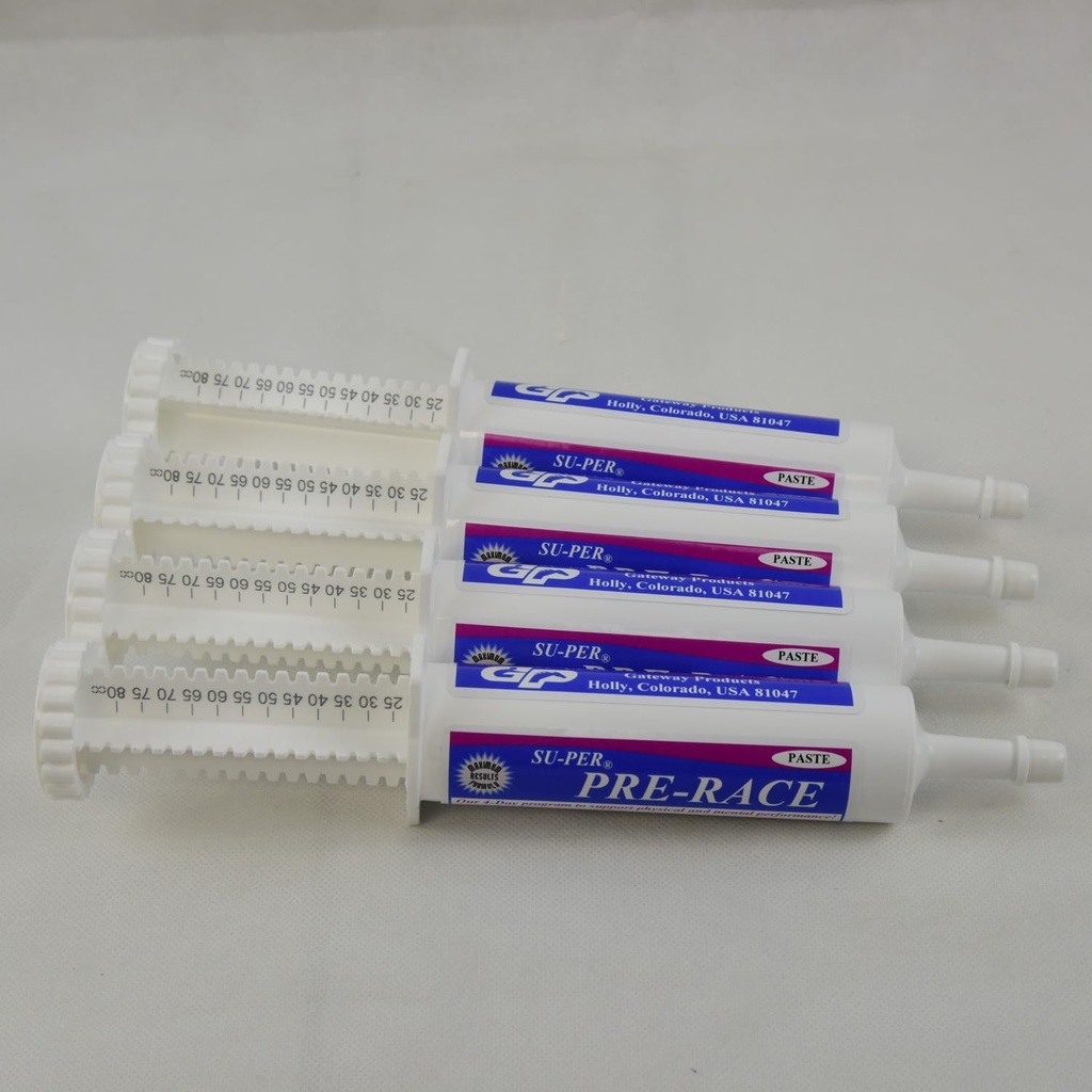 馬のためのSU-PERの事前レースのり-運動筋肉のための性能サポート-緩衝されたクレアチン、アミノ酸、草のエキス、反酸化剤、Bコンプレックスのビタミン- 60CCの4の箱