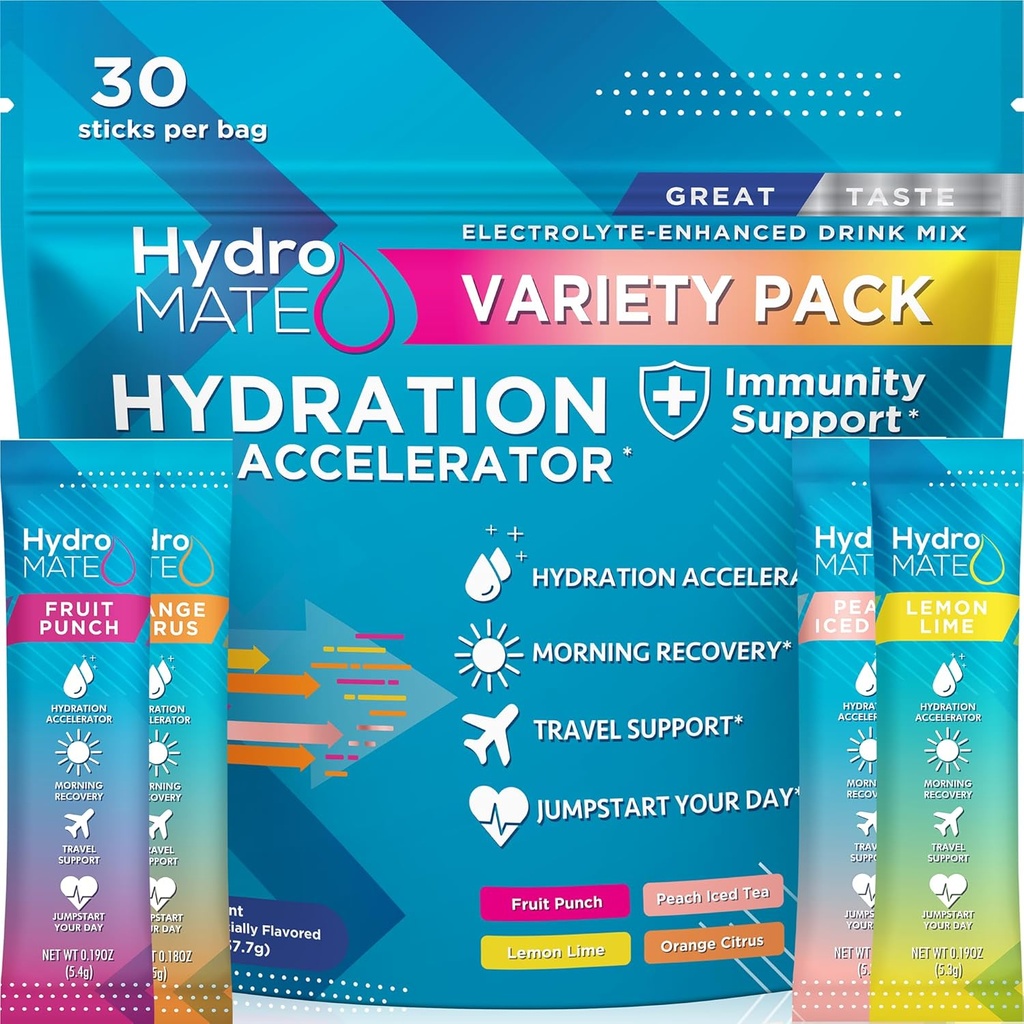 HydroMATEの電解物の粉のバラエティ パックのHydrationのパケットの低い砂糖30の計算