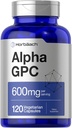 Horbäach Alpha GPC 600mg | 120 Capsules | Vegetarian, Non-GMO & Gluten Free Choline Supplement | Supports Healthy Memory, Focus and Clarity