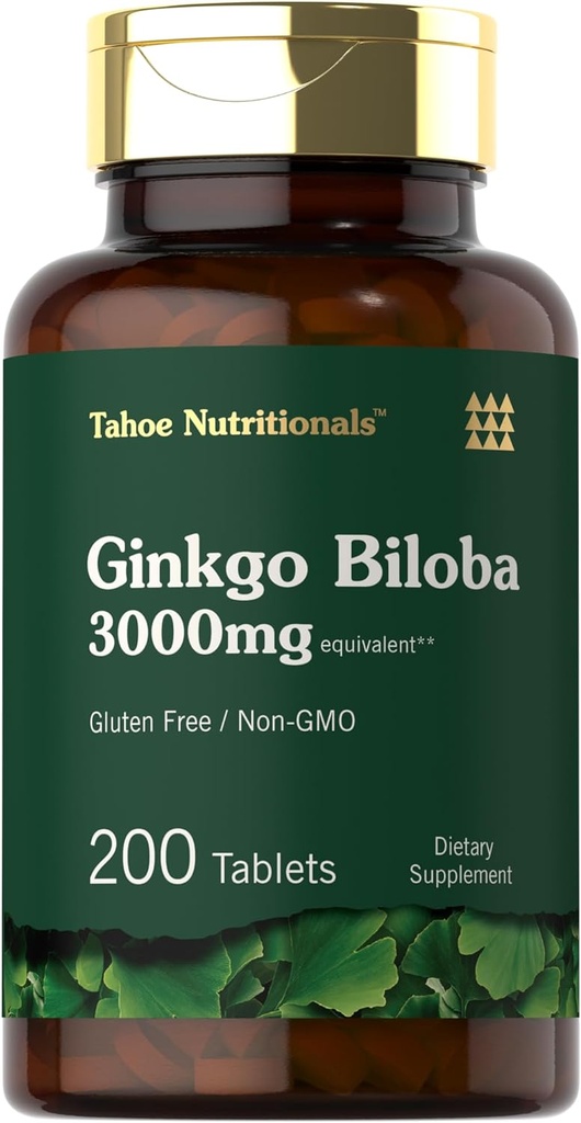 Carlyle Ginkgo Biloba 3000mg | 200 ベジタリアン向けタブレット | 特異的な強度 | ノンGMO グルテンフリーフォーミュラ | タホ栄養