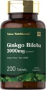 Carlyle Ginkgo Biloba 3000mg | 200 ベジタリアン向けタブレット | 特異的な強度 | ノンGMO グルテンフリーフォーミュラ | タホ栄養