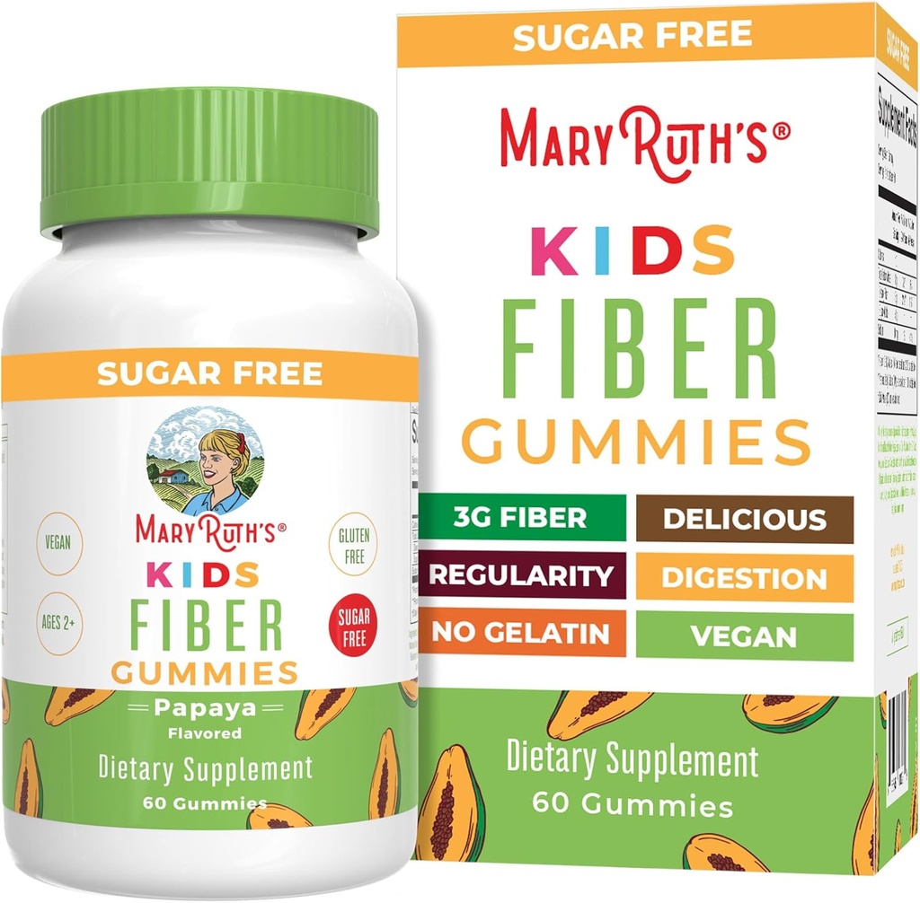 お子様用MaryRuth Organic Fiber Gummies | 2ヶ月サプライ | 砂糖無料 | 可溶性繊維のサプリメント | 腸の健康と消化のサポート | 3g 脂身 | ヴィーガン | 60カウント