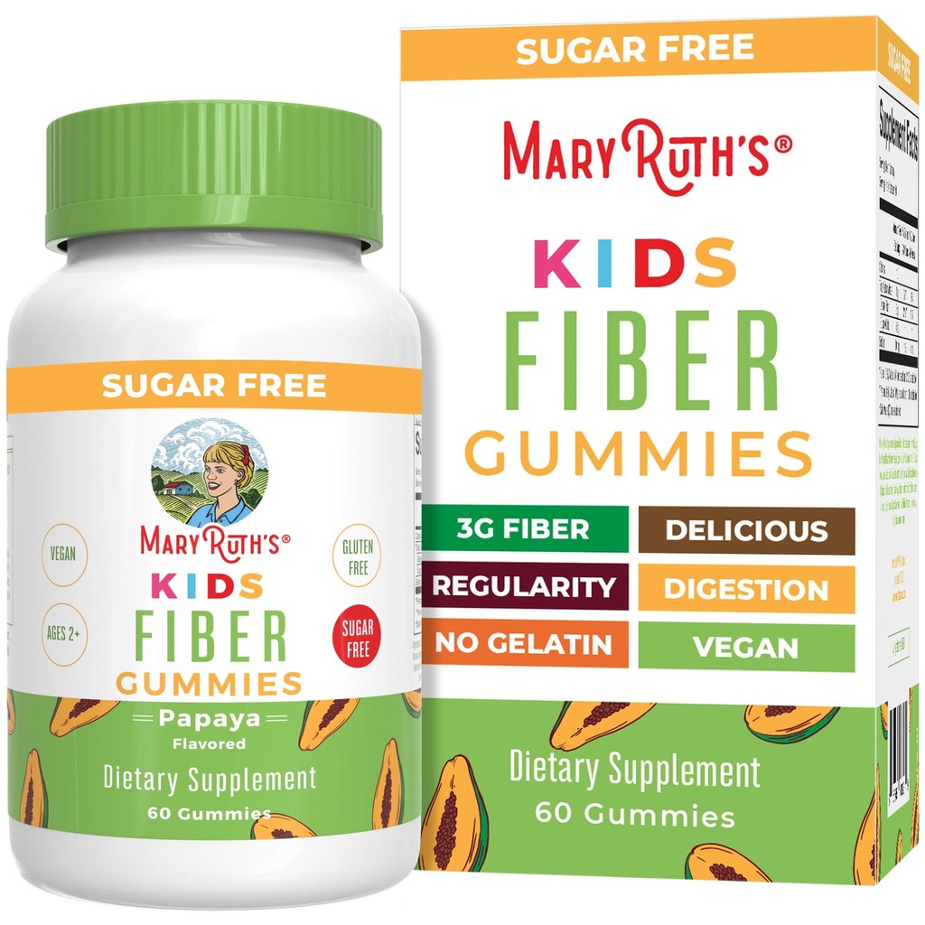 お子様用MaryRuth Organic Fiber Gummies | 2ヶ月サプライ | 砂糖無料 | 可溶性繊維のサプリメント | 腸の健康と消化のサポート | 3g 脂身 | ヴィーガン | 60カウント