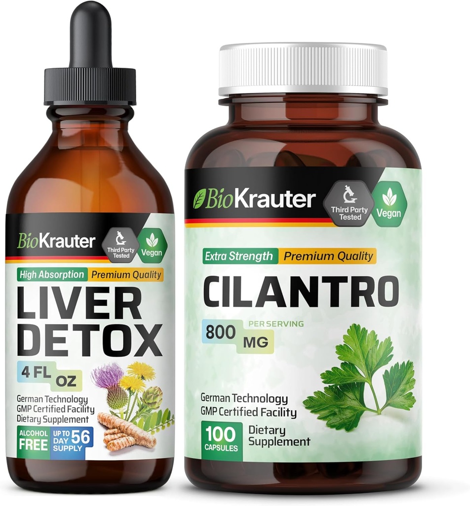 BIO KRAUTER Liver Detox Tincture 4 Fl. Oz. & Cilantro 100カプセル