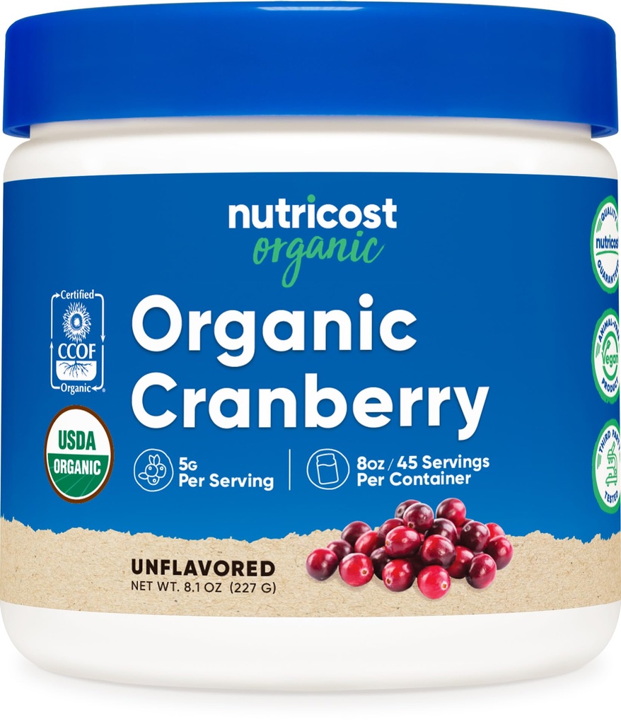 Nutricostオーガニッククランベリーパウダー、8オンス、5G/サービング - 非GMO、グルテンフリー
