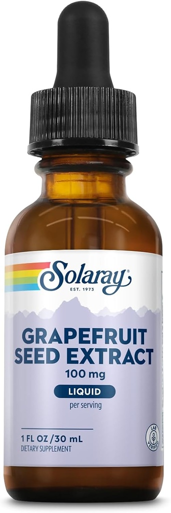 SOLARAY Grapefruit Seed Extract Drops 100mg - Wellness Support Supplement - Convenient Liquid Drops, 60-Day Money Back Guarantee, Lab Verified, Approx. 100 Servings, 1 FL OZ