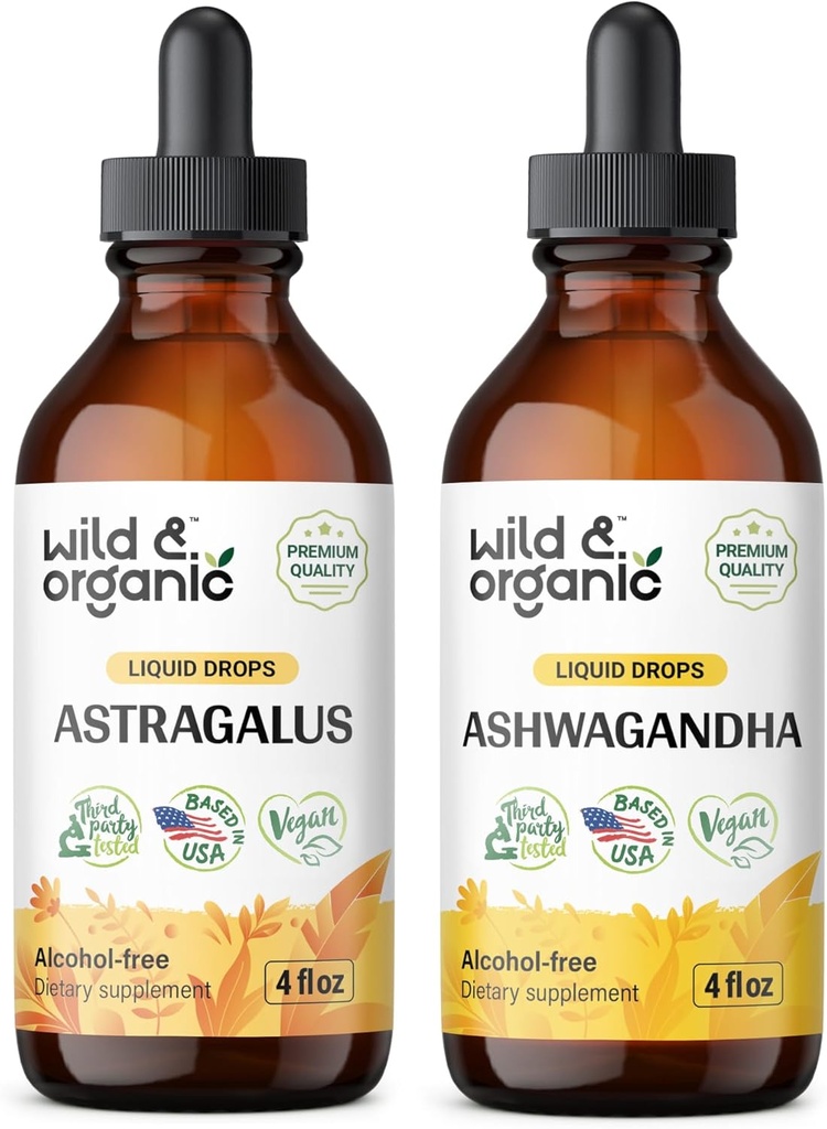ワイルド&オーガニックアストラガラスチンチャー4 fl oz & アシュワガンダ チンキ 4 fl oz