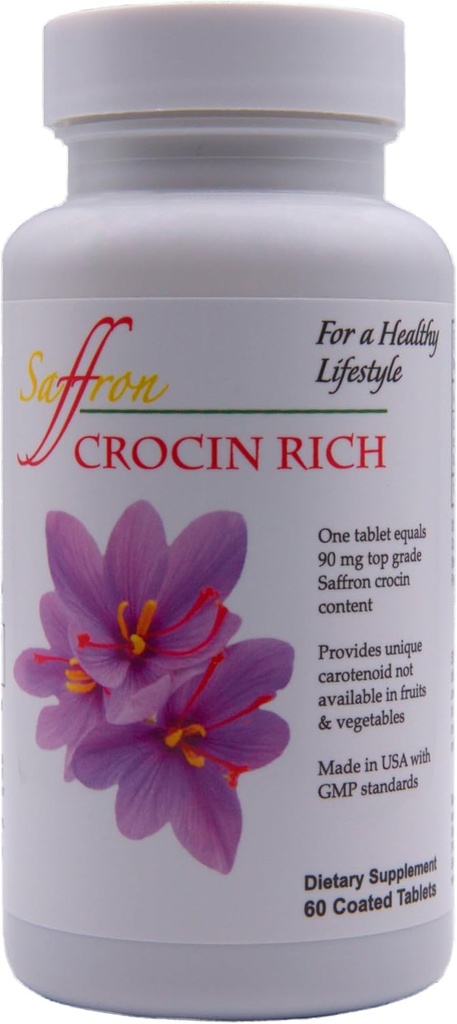 CROCIN RICH – 7.5mg クロシン (キー サフラン アクティブ) + ルテイン & ゼアキサンチン 目の補足 | ビジョン、マキュラー & リチナル サポート | 青色光 & 眼圧保護 | 臨床的に クロシン - 60 錠