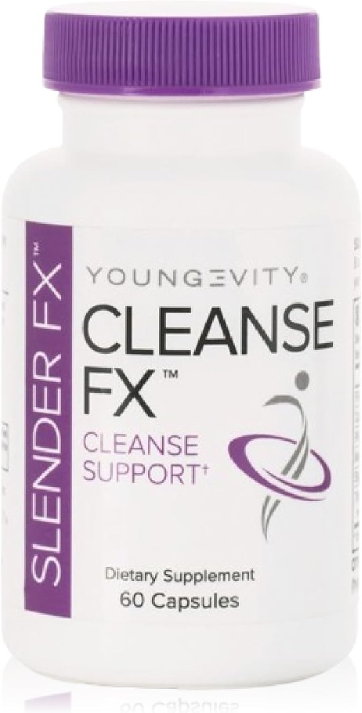 Youngevity Slender Fx™ Cleanse Fx™ - Super Colon Cleanse 15 Day - Natural Herb Blend - Flax Seed, Cape Aloe, Rhubarb Root, Triphala, Slippery Elm, Marshmallow Root - 60 Capsules (Pack of 4)