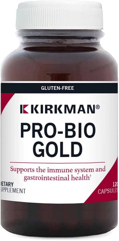 Kirkman - Pro-Bio Gold - 120 カプセル - 免疫健康をサポート - プロバイオティクスによる消化補助 - Hypoallergenic